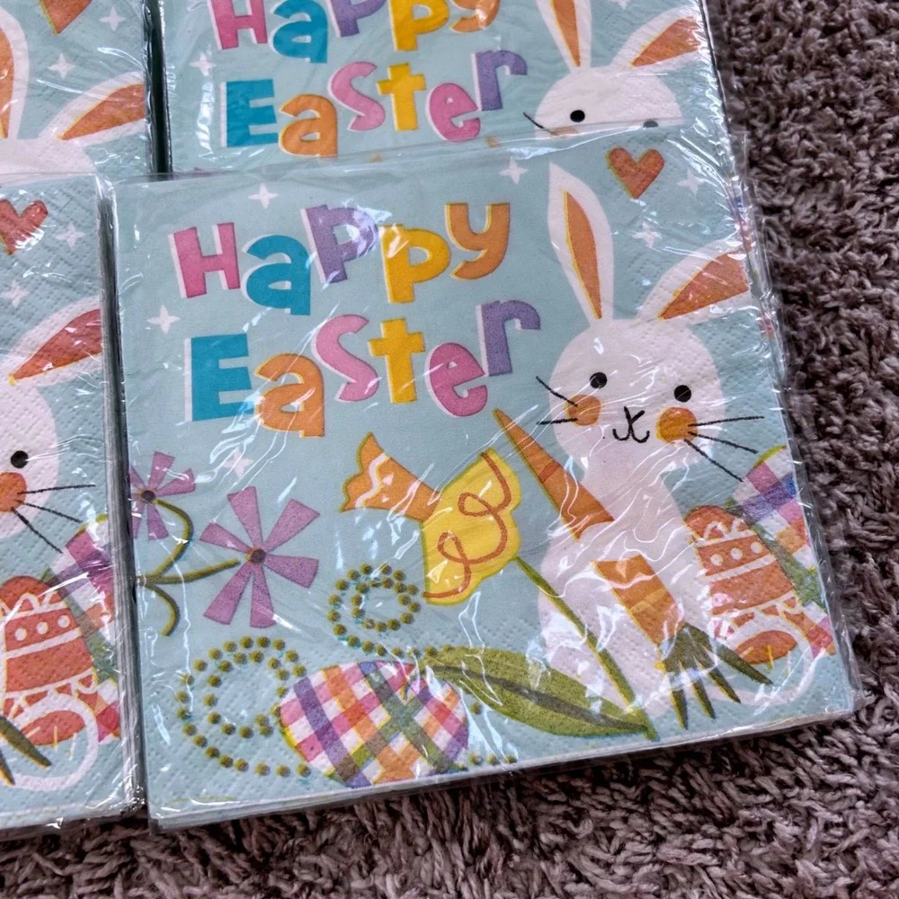 Old East Main Co‎ Happy Easter Napkins 6 Packs 96 Count Pastel Bunnies 21632 NEW